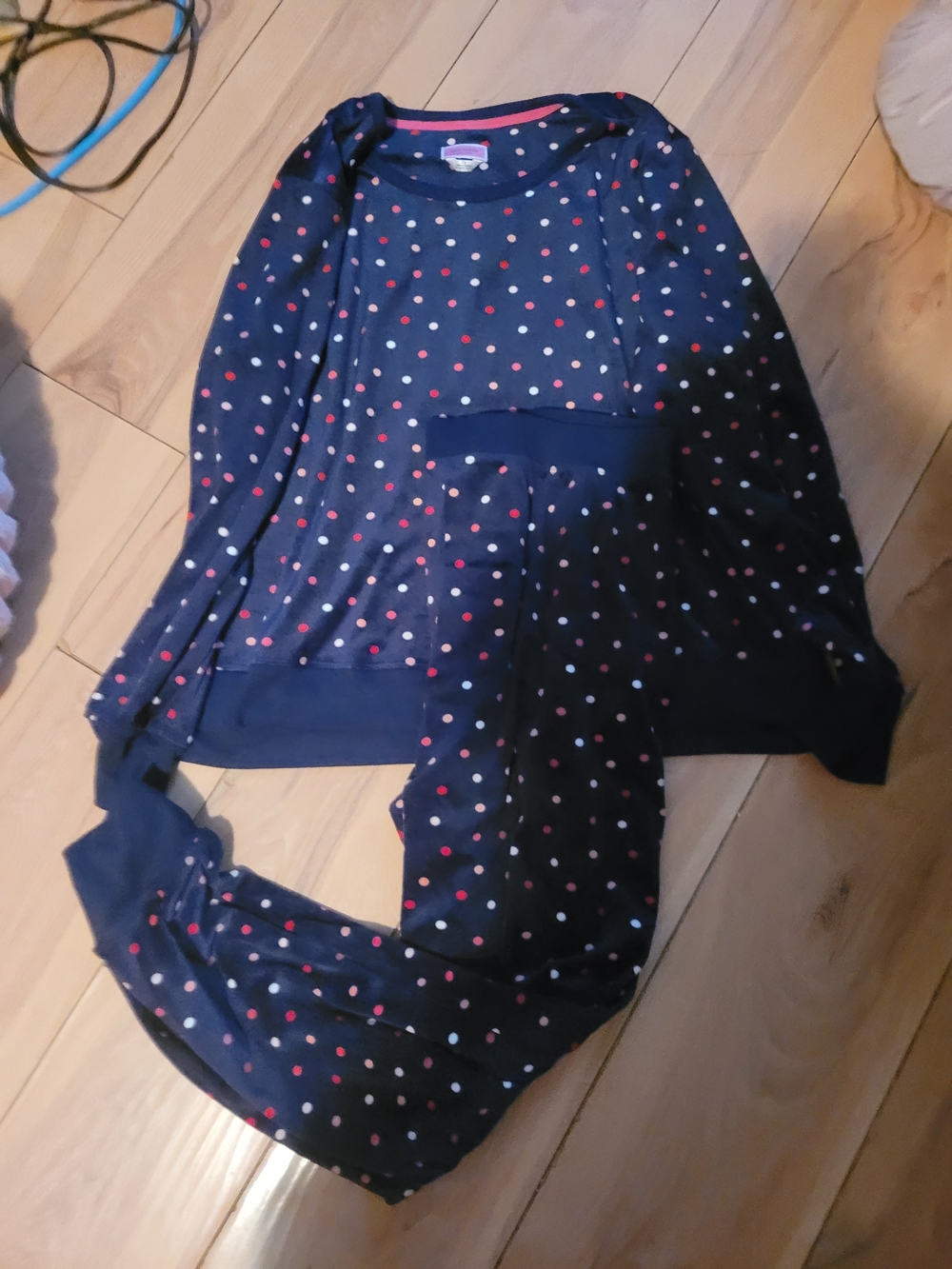 kate spade Navy Polka Dot Pajama Set with Multicolor Dots